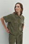Shirt Collar Blouse with Pocket Detail - 3