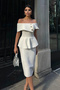 Women's White Madonna Collar Dress with Gold Buckle Detail - 4