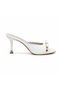 Women's Patent Leather Thin Heeled Slippers with Gold Detail, Stylish Evening Dress Slippers - 3