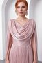 Women's Powder Chiffon Flowy Cape Sleeve Long Evening Dress - 3