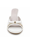 Women's Patent Leather Thin Heeled Slippers with Gold Detail, Stylish Evening Dress Slippers - 5