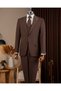 Slim Fit Men's Pointed Collar Striped Jacket Vest Pants Suit Brown T20068-03 - 6
