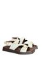 Solea Genuine Leather Low Heel Women's Sandals with Gold Accessory Detail in Light Beige Leather - 7