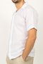 Men's Apaş Collar Short Sleeve 100% Cotton Linen Shirt - 3