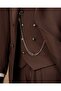 Slim Fit Men's Pointed Collar Striped Jacket Vest Pants Suit Brown T20068-03 - 3