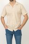 Men's Apaş Collar Short Sleeve 100% Cotton Linen Shirt - 2