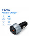 شاحن سيارة سريع DX147 بقوة 130 واط مع 3 منافذ USB-C1 وUSB-C2 وUSB-A، يدعم تقنية PD وQC 3.0، مدمج وآمن - 5