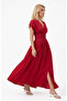 V-Neck Short Sleeve Maxi Dress with Belt Detail - 2