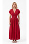 V-Neck Short Sleeve Maxi Dress with Belt Detail