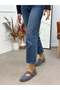 Ice Blue Genuine Leather (Alevo) Low-Cut Cut-Out Gold Adjustable Buckle Detailed Women's Shoes - 5