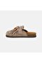 Women's Beige Tassel Detailed Suede Sabo Slippers - 3