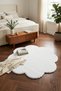 Plush White Daisy Furry Soft Washable Non-Slip Base Carpet Runner Bedroom Bathroom Without Overlock