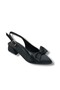 683-26 Shiny Satin Bow Tie Square Heel Open Back Women's Shoes (3.5cm)