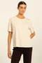 Light Beige Women's T-Shirt with Collar Pockets