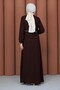 Summer Mevlana Model Flared Abaya and Topcoat with Patterned Sleeves and Waist - 8