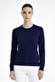 Navy Blue Crew Neck Women's Sweater - 3