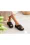 Genuine Leather Straw Platform Sole Women's Slippers - 3