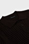 Bitter Brown Polo Collar Wave Patterned Women's Sweater - 6
