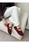 Burgundy Genuine Leather (Roger) V-Cut Women's Shoes - 5