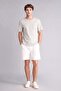 Regular Fit Elastic Waist Above Knee Ecru Shorts G7255Ax26Sm - 3