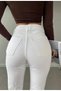 New Season High Waist Tightening Flexible Boyfriend Women's White Mom Jeans