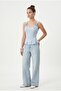 Women's Larissa Rope Detailed Corset Blue Woven Blouse - 2