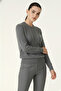 Anthracite Hair Knit Patterned Women's Sweater