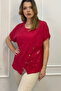 100% Organic Cotton Women's Asymmetrical Front Blouse with Sequin Detail - 4
