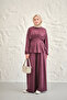Women's Waist-Fitted Crew Neck Suit in Plum