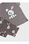 Lilac Rabbit Pattern Short Sleeve Sleepwear Set with Headband Short Sleeve Six Long Summer Pajamas Suitable for Girl and Mother - 4