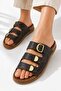 Women's Silvery Double Buckle Non-Slip Sole Comfortable Slippers - 2