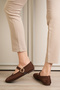 Brown Women’s Sandals Ballet Flats Short Block Heel Woven - 6