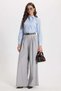 Women's Relax Fit Comfortable Cut Cotton Pleated Gray Palazzo Trousers