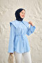 Women's Sailor Collar Waist Tie Shirt Blue - 2