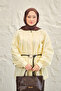 Women's Regular Poplin Shirt with Pleated Collar, Floral Buttons, Leather Strap Belt, Yellow - 4