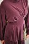Women's Waist-Fitted Crew Neck Suit in Plum - 6