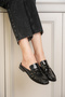 Black Patent Leather Loafer Slippers Hand-Sewn Anti-Slip Sole Comfortable for Daily Use - 2