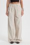 Women's Relax Fit Comfortable Cut 100% Cotton Elastic Waist Pleated Stone Linen Trousers - 2