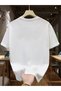 Unisex Pasta Printed Oversize Crew Neck T-Shirt - 2