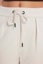 Women's Regular Fit Classic Cut Waist Tie Pleated Double Pocket Beige Trousers - 5