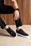 Stitched Black and White Men's Sneakers - 2