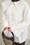 Women's Sailor Collar Waist Tie Shirt White - 5