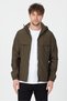 Men's Khaki Hooded Thin Seasonal Lined Windbreaker Zippered Casual Sports Jacket