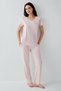 Women's V-Neck, Pocketed, Lace Detailed Sleeves and Cuffs Boxed Pajama Set – 50% Cotton 50% - 2