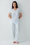 Women's V-Neck, Pocketed, Lace Detailed Sleeves and Cuffs Boxed Pajama Set – 50% Cotton 50% - 2
