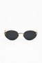 Cartiess Unisex Ellipse Black Gold Framed Ultra Light Uv400 Filtered Sunglasses - 3