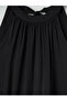 Black Gathered A-Line Modal Blend Dress - 7