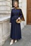 Double Navy Blue Suit with Stitched Skirt