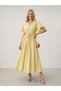 Women's Short Sleeve Front Buttoned Belted Cotton Non-See-Through Dress - 2