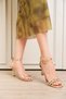 Gold Gold Women's Evening Dress Shoes Double Strap Ankle Strap Thick Heeled Sandals - 7